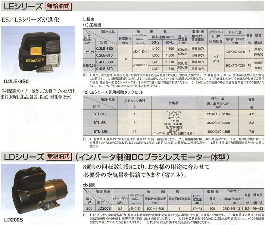 スーパーオイルフリーベビコン本体 無給油式