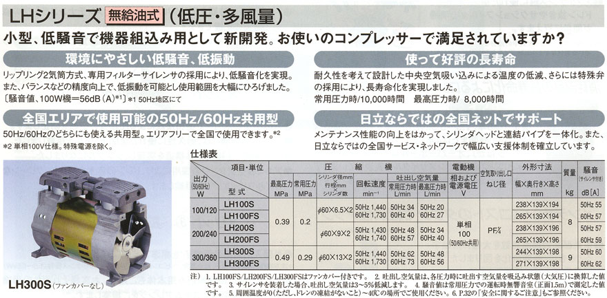 LHシリーズ 無給油式 低圧・多風量