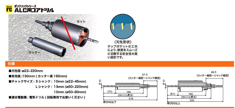 ミヤナガ65mm ALC用コア　ポリクイック刃のみ