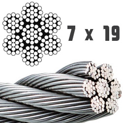 SUS304ステンレス 7 x 19 ワイヤーロープ
