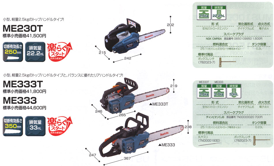 マキタ エンジンチェーンソー ME230T/ME333T/ME333